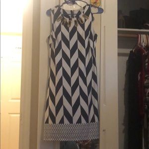 Navy blue and white dress
